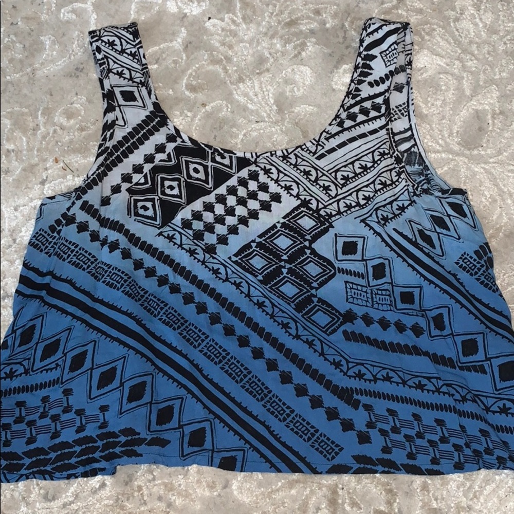 Blue ombré tribal pattern thick strapped shirt